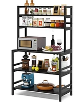 Tribesigns 5-Tier Kitchen Bakers Rack with Hutch, Industrial Microwave Oven Stand, Free Standing Kitchen Utility Cart Storage Shelf Organizer(Black)