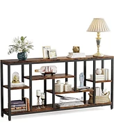 Tribesigns Console Sofa Table, 70.9 inch Extra Long Table Behind Couch with Storage Shelves, 3-Tier Industrial Narrow Entryway Hallway Accent fo