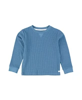 RuggedButts Little Boys Waffle Knit Long Sleeve Crew Neck Shirt