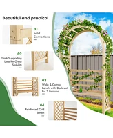 Sugift Wooden Garden Bench Arch Pergola Outdoor Arbor