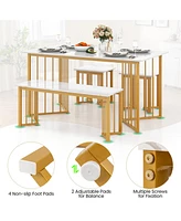 Vebreda 4 Piece Dining Table Set with Bench and 2 Stools-White