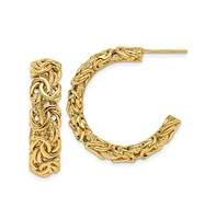 Diamond2Deal 18k Yellow Gold Polished and Textured Byzantine C-Hoop Earrings