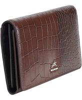 Mancini Women's Croco2 Rfid Secure Trifold Wallet