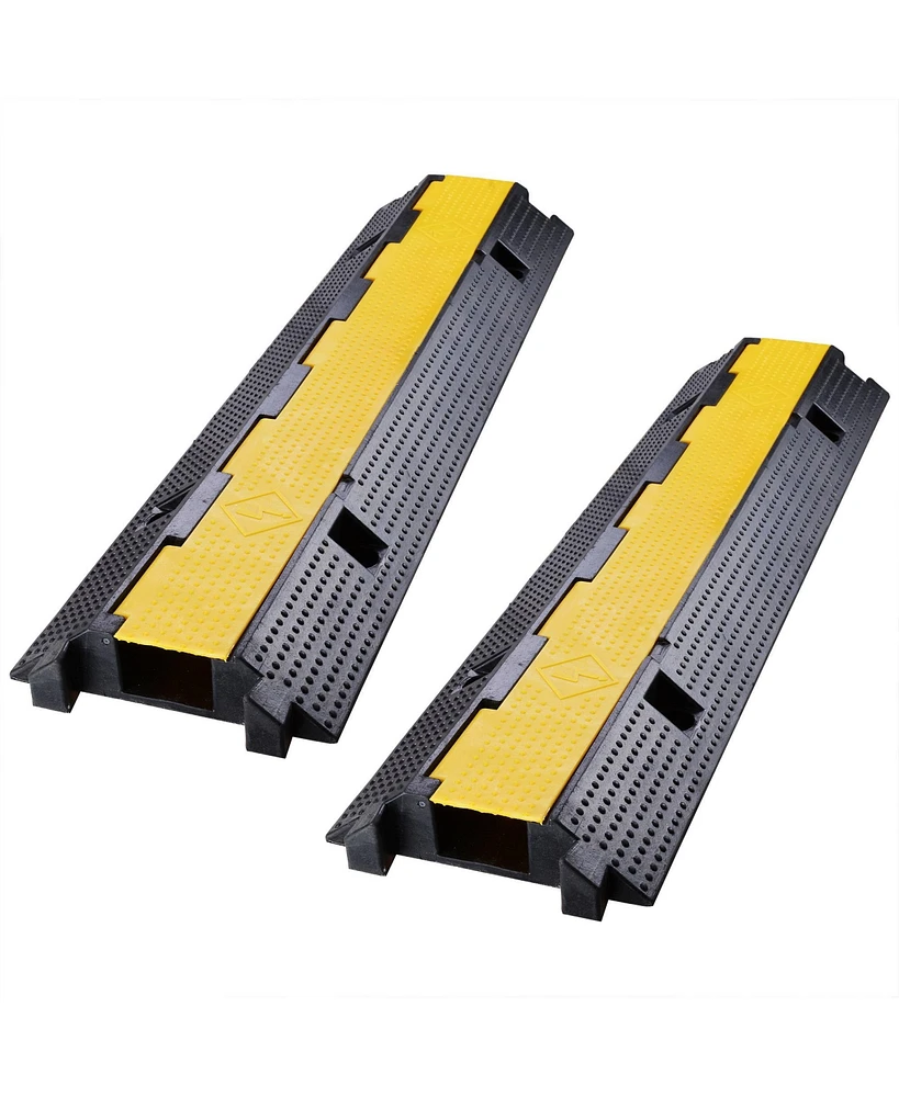 Yescom 1 Channel Cable Protector Ramp Wire Cover Guard Pvc Traffic Speed Bump 2 Packs