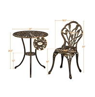 Yaheetech 3 Piece Patio Bistro Table Set with Umbrella Hole