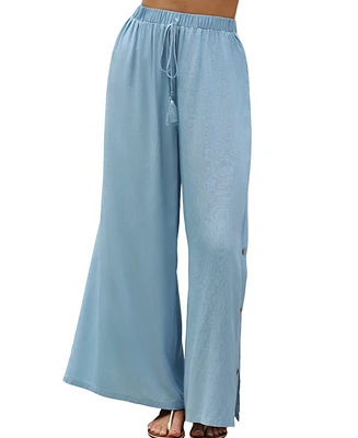 Cupshe Women's Chambray Tassel Tie Pants