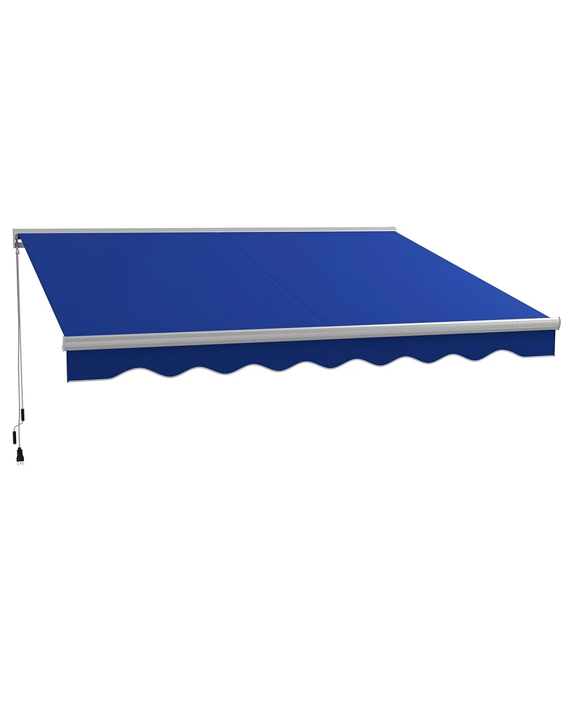 Outsunny 16.5' x 10' Electric Retractable Awning w/ Led Lights, Blue