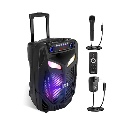 Pyle Bluetooth Portable Pa Speaker - Portable Pa & Karaoke Party Audio Speaker with a wireless microphone, with Built