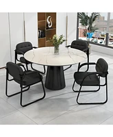 Vebreda Waiting Room Chair Set of 2 Reception Chairs with Sled Base and Padded Arm Rest-Black