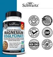 Magnesium Bisglycinate | Healthy Energy Muscle Bone & Joint Support | Non-gmo Project Verified|360ct