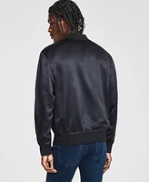 Tinsel Men's Satin Zip Front Bomber Jacket