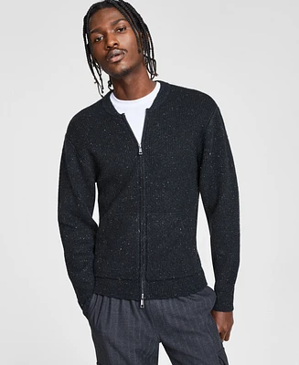 Tinsel Men's Ribbed Flecked Zip-Front Cardigan Sweater