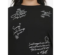 Karl Lagerfeld Paris Plus Size Embellished Script T-Shirt, Created for Macy's