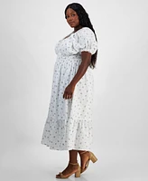 And Now This Women's Short-Sleeve Clip-Dot Midi Dress, Xxs-4X