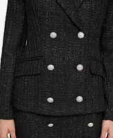 Karl Lagerfeld Paris Women's Double-Breasted Tweed Blazer