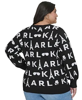 Karl Lagerfeld Paris Plus Signature Beaded Sweater, Created for Macy's