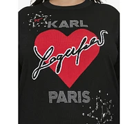 Karl Lagerfeld Paris Plus Beaded Heart Sweater, Created for Macy's