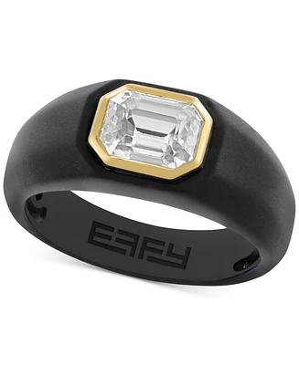 Effy Men's Zircon Solitaire Ring (2-3/8 ct. t.w.) in Black Pvd & 18k Gold-Plated Sterling Silver