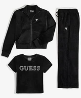 Guess Big Girls Rhinestone Embellished Velour Jacket T Shirt Pants