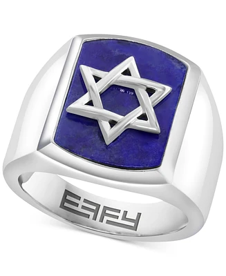 Effy Men's Lapis Lazuli & Star of David Polished Ring in Sterling Silver