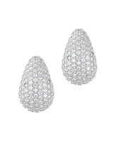 Adornia Silver Crystal Teardrop Pave Earrings