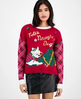 Hooked Up by Iot Juniors' Feliz Naughty Dog Christmas Sweater