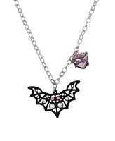 Betsey Johnson Faux Stone Bat Pendant Necklace