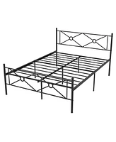 Gymax Queen Metal Platform Bed Frame w/ Headboard Mattress Foundation Black