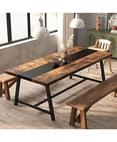 Tribesigns 6FT Rectangle Conference Table, 70.87 Inches Long Meeting Table for Conference Room, Vintage Wood Office Executive Desk with Strong Metal F