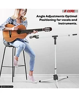 5 Core Tripod Mic Stand Floor Adjustable 18 to 72 Inches Sturdy Boom Arm Holder Microphone Stands Pedestal Para Microfono for Singing Ms 080 Wh