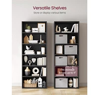 Open Bookcase With Adjustable Storage Shelves, Floor Standing Unit-6 Shelves