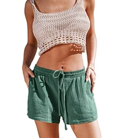 Cupshe Women's Emerald Drawstring Crinkle Shorts