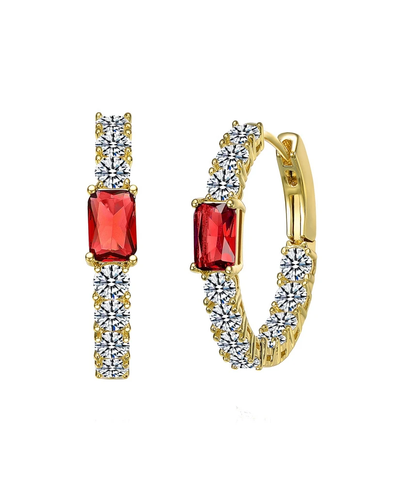 Rachel Glauber 14k Gold Plated with Colored Cubic Zirconia Inside-Out Hoop Earrings