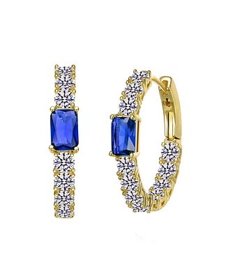 Rachel Glauber 14k Gold Plated with Colored Cubic Zirconia Inside-Out Hoop Earrings