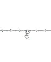 GiGiGirl White Gold Plated Double Halo Heart Dangle Charm Station Bracelet, Adjustable in Length