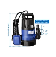 Yescom 3/4HP 2774GPH 550W Submersible Dirty Clean Water Pump Swimming Pool Pond Water Transfer