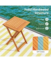 Vebreda 20 Inch Hardwood Patio Folding Table with Slatted Tabletop