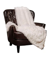 Chanasya Premium Wolf Faux Long Fur Throw Blanket - Soft, Fuzzy For Bed or Couch 50" x 65” Yellow