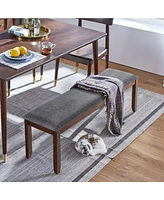 Sugift Upholstered Entryway Bench Footstool with Wood Legs