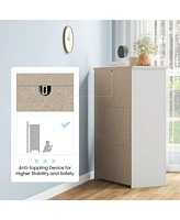 Sugift Tall Storage Dresser with 5 Pull-out Drawers for Bedroom Living Room-Gray