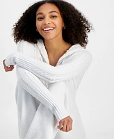 Madden Girl Juniors' Mossy Crop Cable-Knit Zip-Front Hoodie