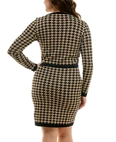 Taylor Plus Houndstooth Cropped Jacket & Bodycon Dress