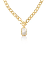 Ettika Gold Plated Chain Link and Mother of Pearl Pendant Necklace