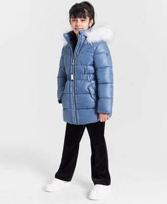 Calvin Klein Performance Big Girls Luxe Velour Sweatshirt Luxe Velour Sweatpants Michael Kors Belted Stadium Puffer Jacket With Faux Fur Trim