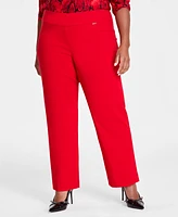 I.n.c. International Concepts Plus Mid-Rise Pull-On Straight-Leg Pants