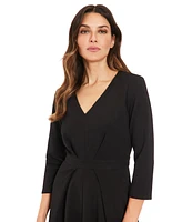 London Times Petite Topstitched 3/4-Sleeve Dress