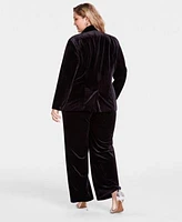 I.N.C. International Concepts Plus Size Velvet Blazer Mesh Cutout Long Sleeve Top Wide Leg Velvet Pants Created For Macys