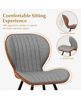 Sugift Set of 2 Armless Dining Chair Modern Accent Chairs with Curved Backrest