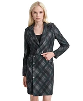 Dkny Women's Plaid-Print Long-Sleeve Jacket-Dress