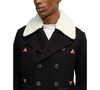 Scotch & Soda Men's Izak Double Breasted Peacoat with Removable Fleece Collar